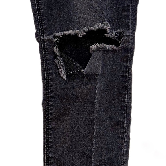 UNIF Black Stretch Jeans Ripped Distressed Inseam 26” Mid-Rise 5 Pocket - Picture 3 of 6